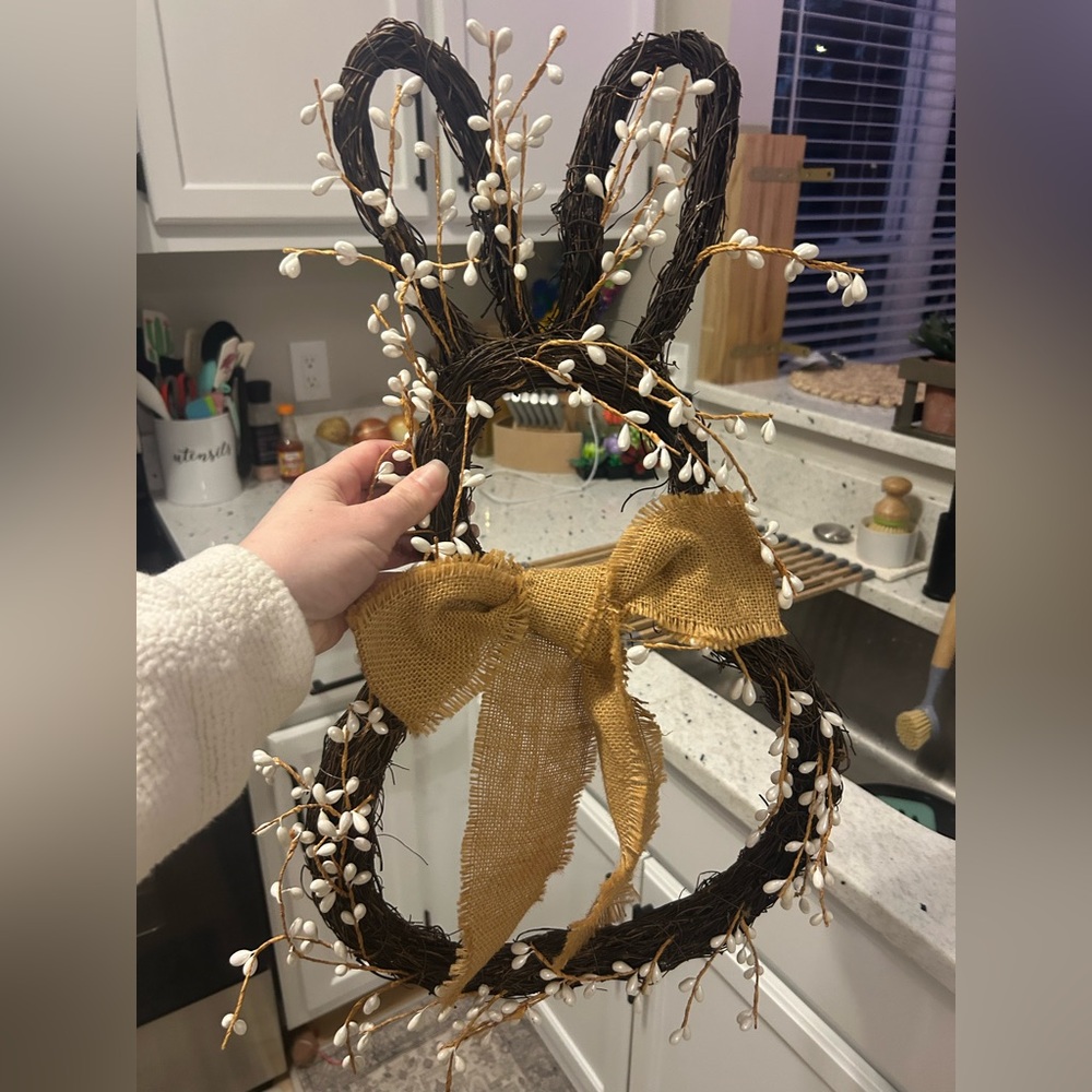 Hobby Lobby Rustic Bunny Wreath with Burlap Bow